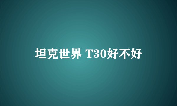 坦克世界 T30好不好