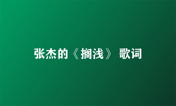 张杰的《搁浅》 歌词