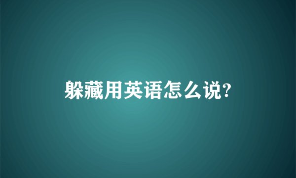 躲藏用英语怎么说?