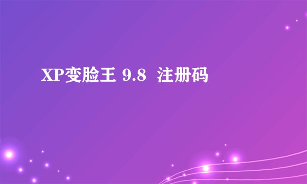 XP变脸王 9.8  注册码