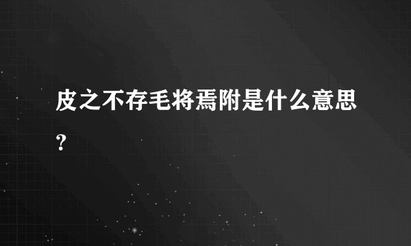 皮之不存毛将焉附是什么意思？