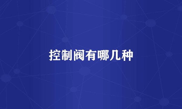 控制阀有哪几种