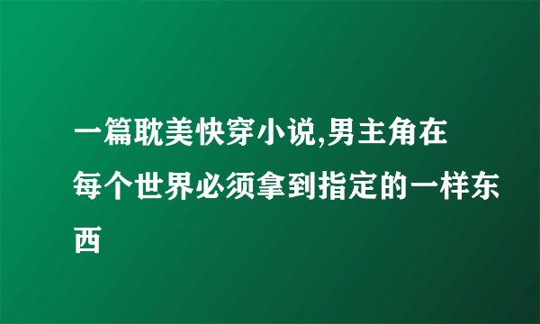 一篇耽美快穿小说,男主角在每个世界必须拿到指定的一样东西