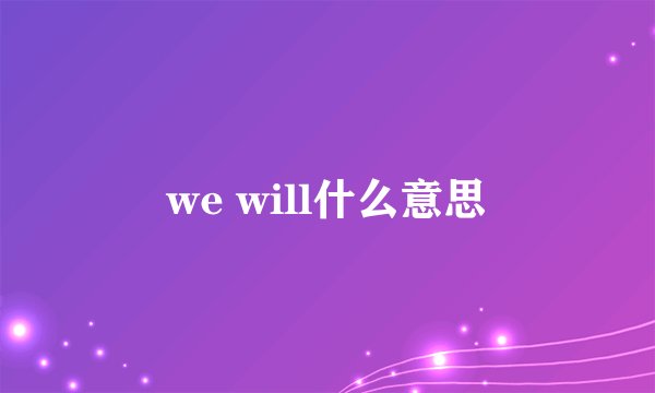 we will什么意思