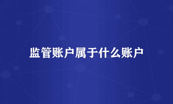 监管账户属于什么账户