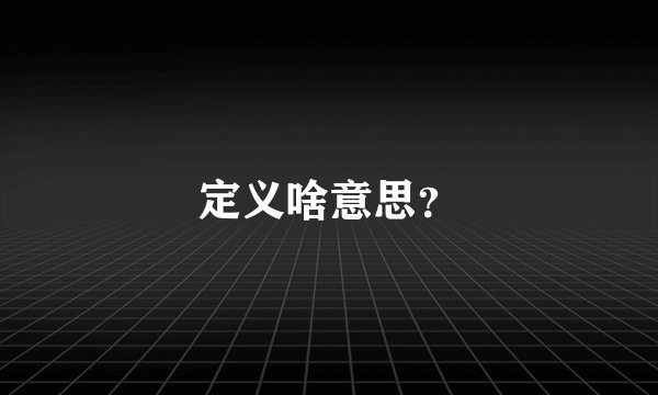 定义啥意思？