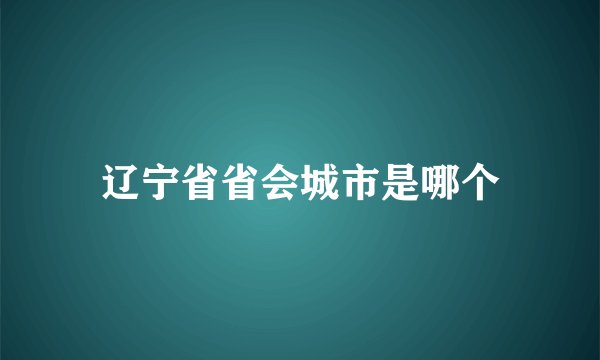 辽宁省省会城市是哪个