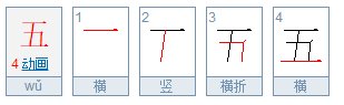 五的笔画顺序田字格