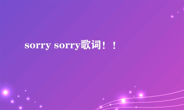 sorry sorry歌词！！