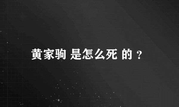 黄家驹 是怎么死 的 ？