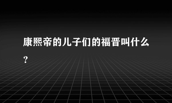 康熙帝的儿子们的福晋叫什么？