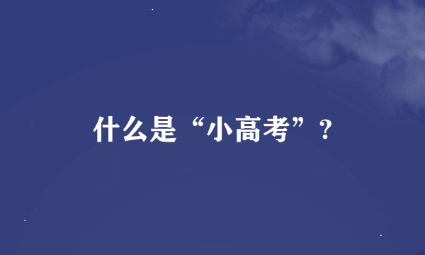 什么是“小高考”?