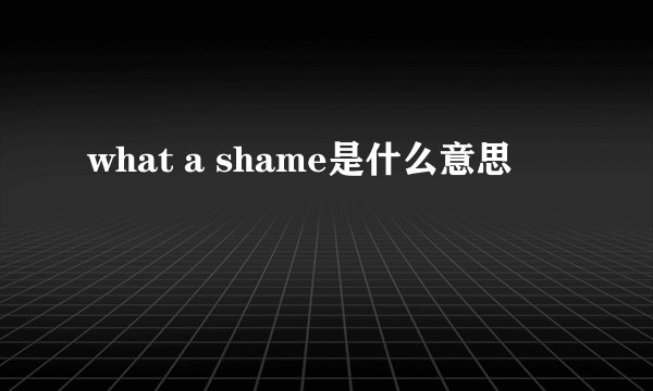 what a shame是什么意思