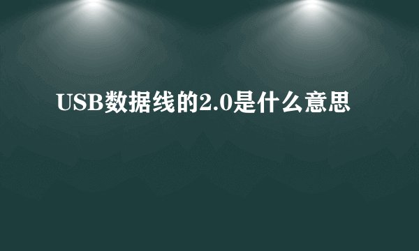 USB数据线的2.0是什么意思