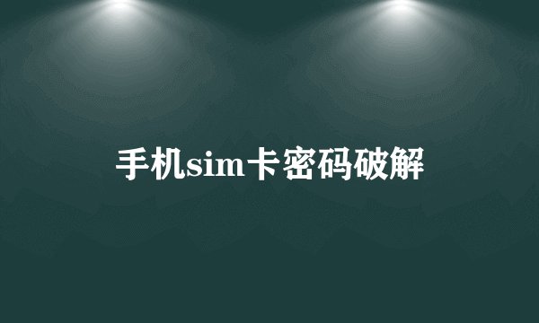 手机sim卡密码破解