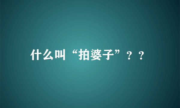 什么叫“拍婆子”？？