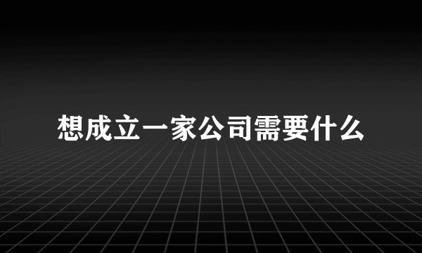 想成立一家公司需要什么