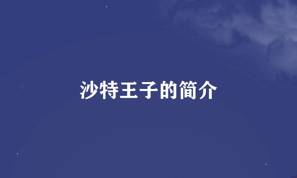 沙特王子的简介