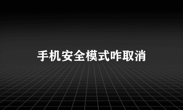 手机安全模式咋取消