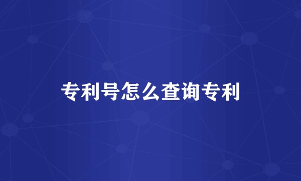 专利号怎么查询专利