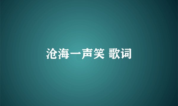 沧海一声笑 歌词