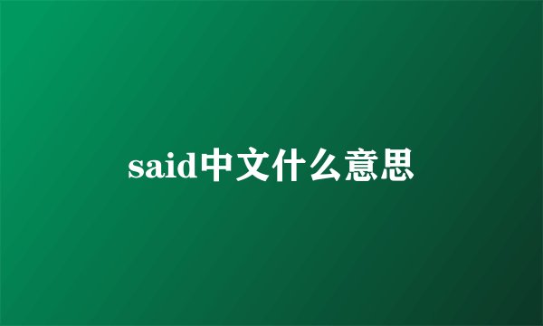 said中文什么意思
