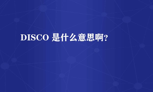DISCO 是什么意思啊？