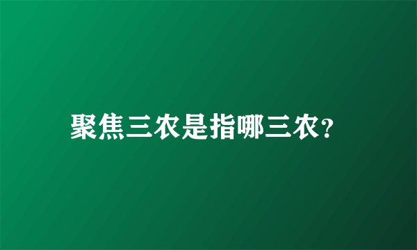 聚焦三农是指哪三农？