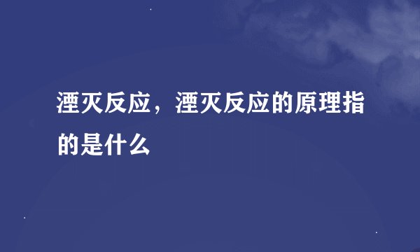 湮灭反应，湮灭反应的原理指的是什么