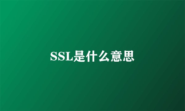 SSL是什么意思