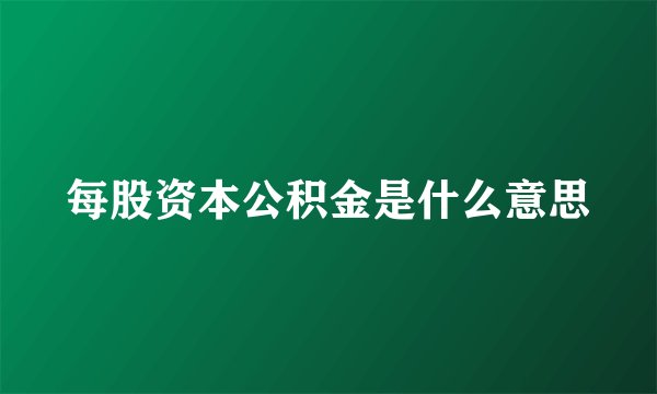 每股资本公积金是什么意思