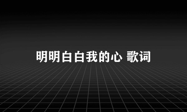 明明白白我的心 歌词