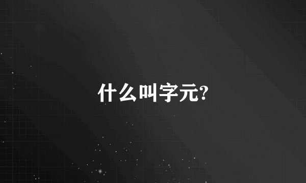 什么叫字元?