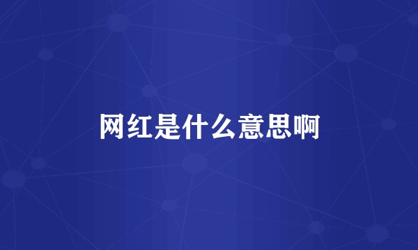 网红是什么意思啊