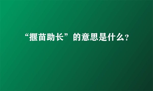 “揠苗助长”的意思是什么？