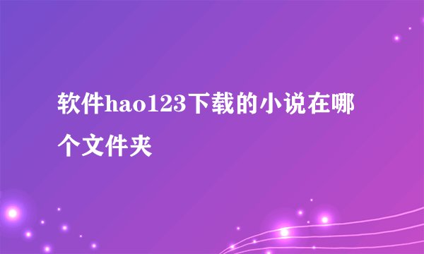 软件hao123下载的小说在哪个文件夹