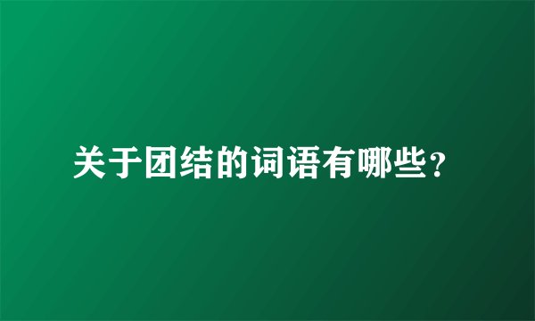 关于团结的词语有哪些？