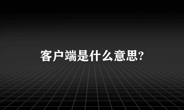 客户端是什么意思?