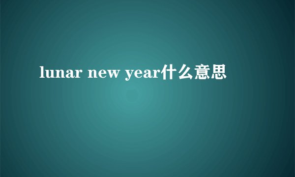 lunar new year什么意思