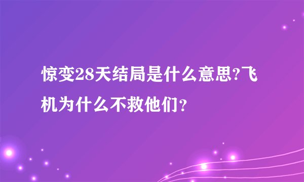 惊变28天结局是什么意思?飞机为什么不救他们？