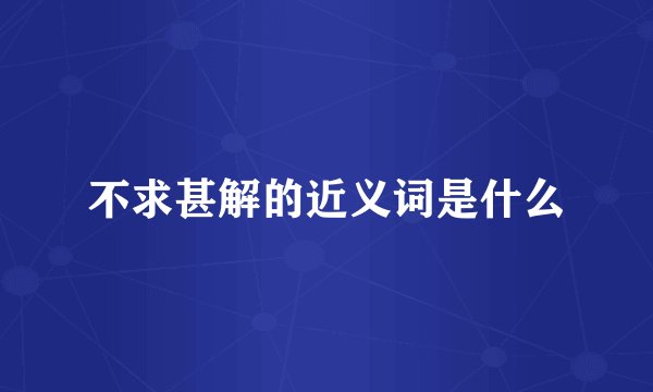 不求甚解的近义词是什么