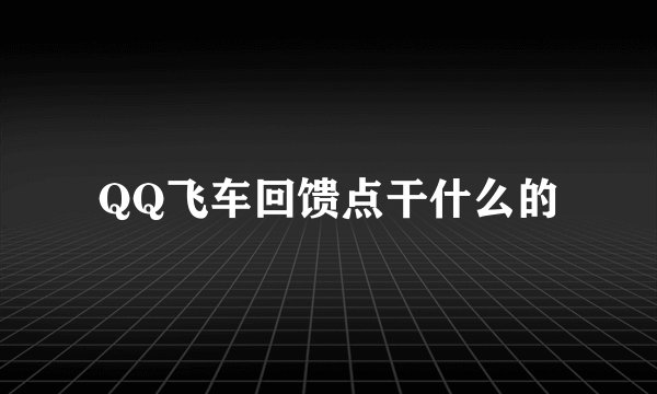 QQ飞车回馈点干什么的
