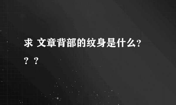 求 文章背部的纹身是什么？？？