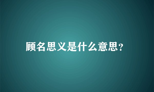 顾名思义是什么意思？