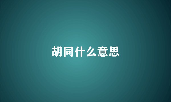 胡同什么意思