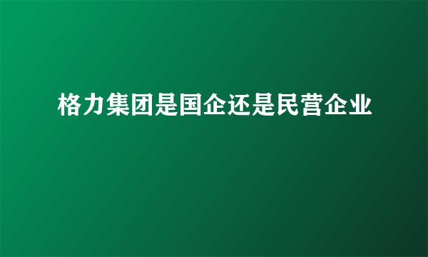 格力集团是国企还是民营企业
