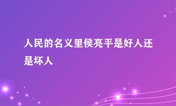 人民的名义里侯亮平是好人还是坏人