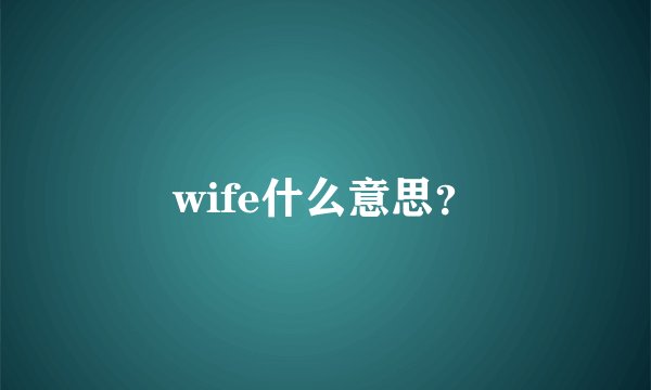 wife什么意思？
