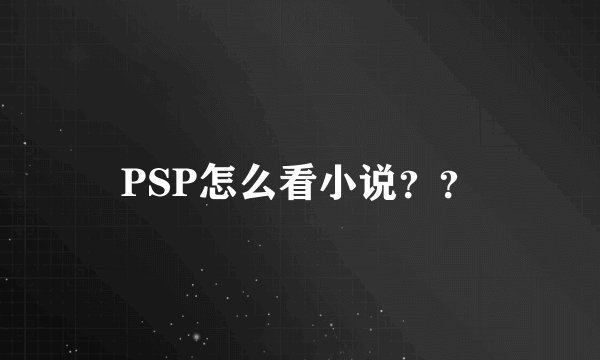 PSP怎么看小说？？