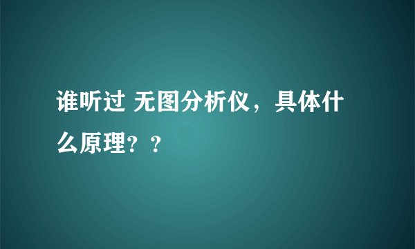 谁听过 无图分析仪，具体什么原理？？